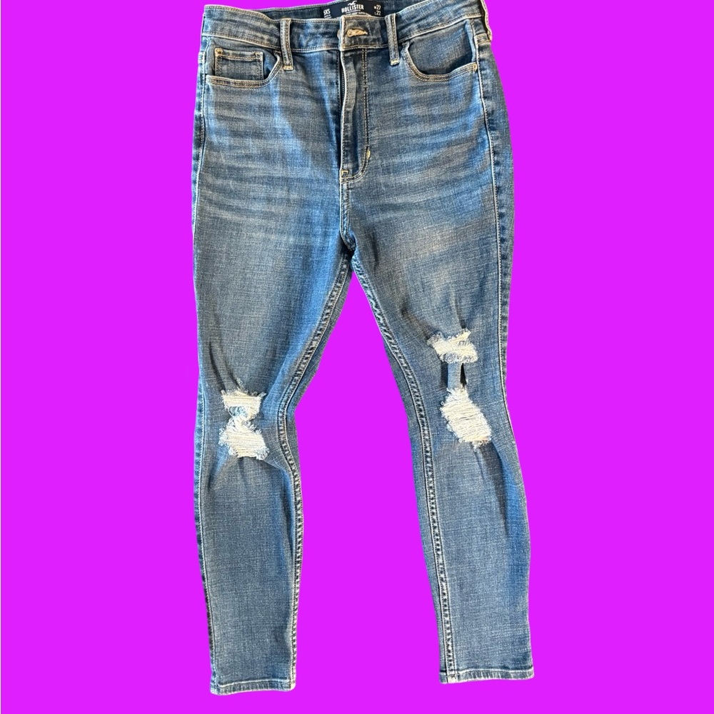 Hollister 5XS super skinny super high-rise Blue Distressed Jeans classic stretch
